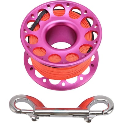 30m   98.43ft Duik Reel Luchtvaart Aluminium Met Dubbelzijdige Haken Multifunctionele Vinger Spoel Reel Rose Red red