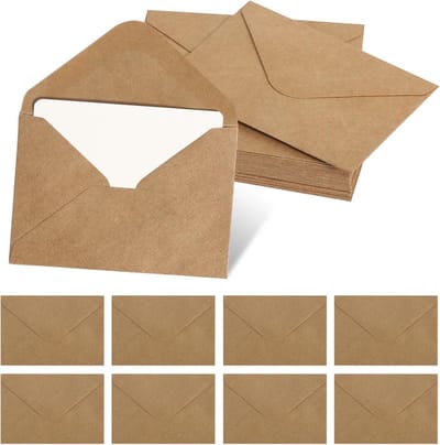 Enveloppen set - Papieren kaarten - Cadeau geven - Met blanco papier - 100 stuks - Bruin