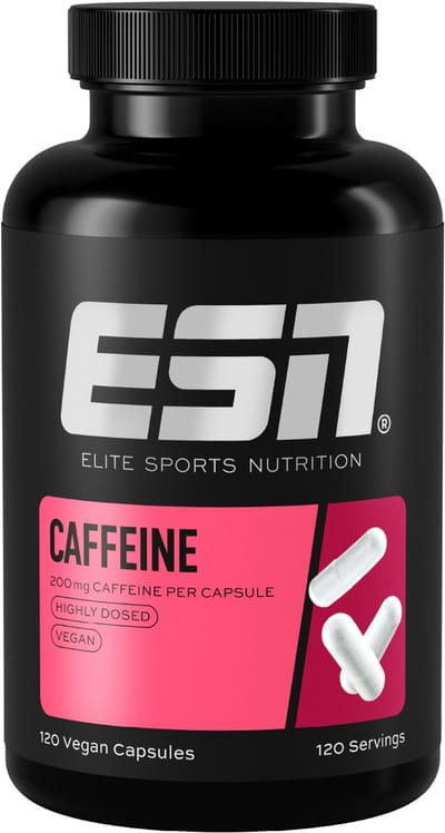 ESN Caffeine Caps – 120 Capsules – 200 mg Cafeïne per Portie – Hooggedoseerde Cafeïnecapsules voor Energie, focus & Prestaties – Vegan Voedingssupplement – Made in Germany
