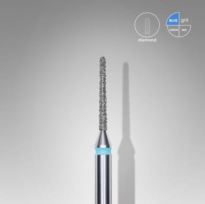 Staleks Pro – 3x Diamant Freesbit "Needle" – Blauwe Band – 1 mm Kop – 10 mm Werkdeel – Voor Manicure & Nagelstyling