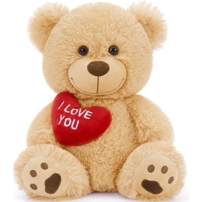 1/12 Schattige Bruine Teddybeer Knuffeldier met Hart Zacht Pluche Speelgoed Valentijns Cadeau voor Vriendin Kinderen United States beige