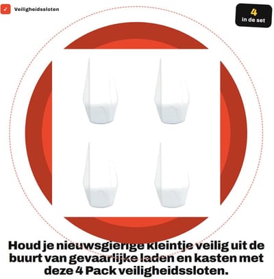 Dailygoods- Veiligheidsslot 4-Pack - Kastsloten - Veiligheidsgrendels - Zelfklevend - Geen Gereedschap - Eenvoudige Installatie - Kastslot