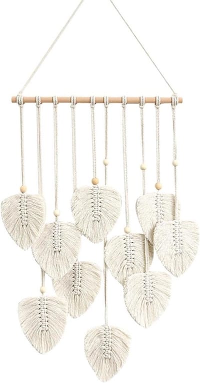 Macramé wandtapijt, handgemaakt, wandtapijt, boho, decoratie, woning, chic, kunst, geweven veer, wanddecoratie, blad, wandtapijt, wandtapijt, voor woonkamer, slaapkamer, bruiloft, decoratie,