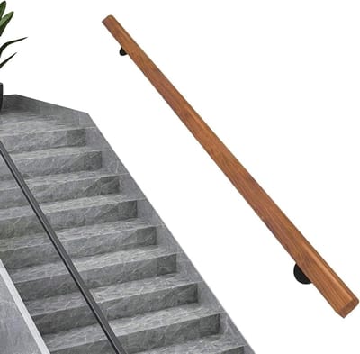Trapleuning Massief Hout - Wandgreep Balustrade - Veilig Traplopen - Halfronde Handgreep - 300 cm - Houtkleur