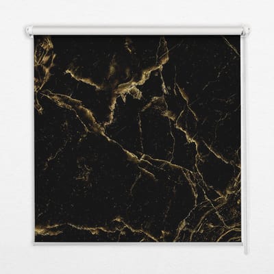 Coloray Rolgordijn Verduisterend - Zwart Marmer Rolgordijn Verduistering - 90x140 cm - Gouden Zonwerend Rolgordijn - Abstracties Verduisterend Rolgordijn Slaapkamer - Rolgordijn Plafondmontage