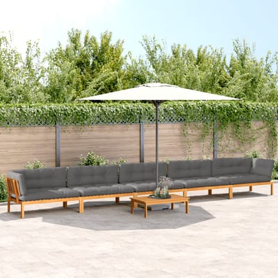 vidaXL - 6-delige - Loungeset - pallet - met - kussens - massief - acaciahout
