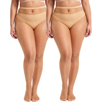 2 Paires Bas Résille Noirs Grande Taille Pour Femmes Collants Résille Taille Haute One Size