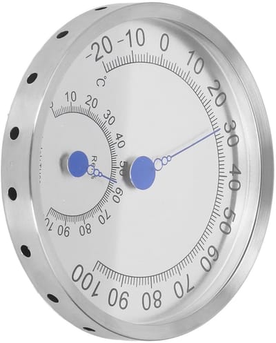 Dailygoods - Ronde Thermometer RVS - Buiten Thermometer met Hygrometer - Waterdicht en Hittebestendig