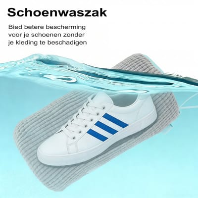Schoenenwaszak 4 Stucks Grijs - Voor Wasmachine én Droger | Met Zelfsluitende Rits & Microfiber Binnenkant | Herbruikbare Waszak voor Sneakers, Sportschoenen en meer