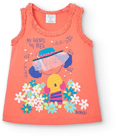 Boboli 248105 Mouwloos T-shirt Oranje 6 Months Meisjes