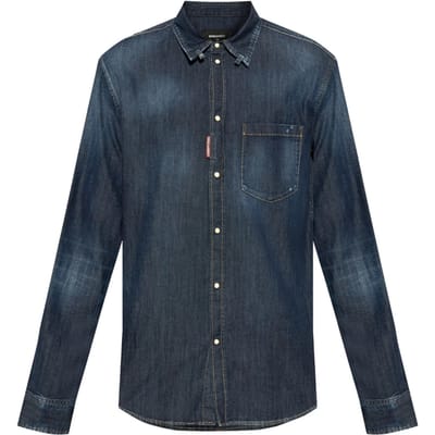 Dsquared2 Dark Wash Tab Shirt Donkerblauw
