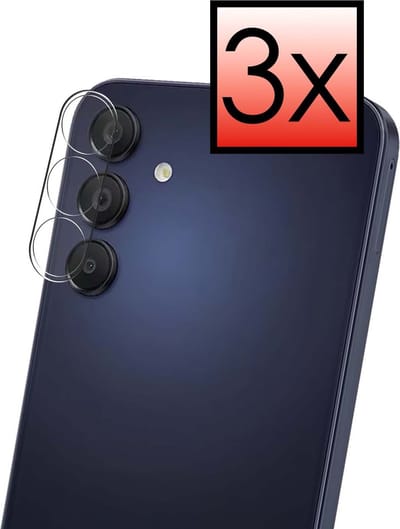 Camera Lens Protector - 3 Stuks - Geschikt voor Samsung Galaxy A15 - Camera Screenprotector - Beschermglas - Gehard Glas - Tempered Glass - Screen Protector