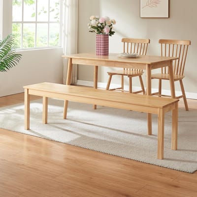 Eetkamerbank Hout - Zitbank Tafel - Gezellig Tafelen - Vloerbeschermers Inbegrepen - 140x35x45 cm - Naturel