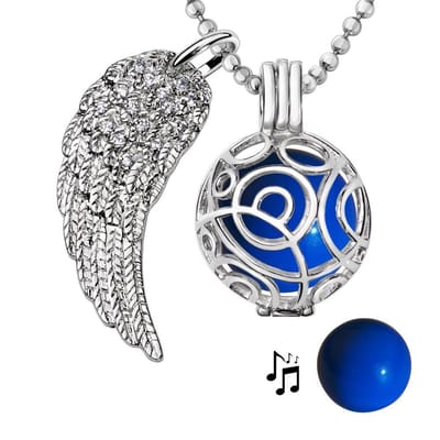 Engelenroeper 18mm Bolhouder met Ketting 90cm en Bolletje - Dames - Zilverkleurig Cirkels - EBS18019