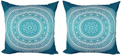 ABAKUHAUS Turquoise Ombre Kussenhoezen – 2x50x50 cm – Dubbelzijdig bedrukt – Rits