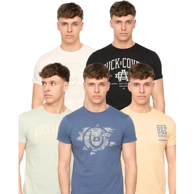 Duck and Cover Heren Haltecks Assortiment T-shirt (Verpakking van 5) (Multikleurig)