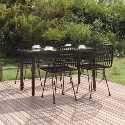 vidaXL - 5-delige - Tuinset - poly - rattan - zwart