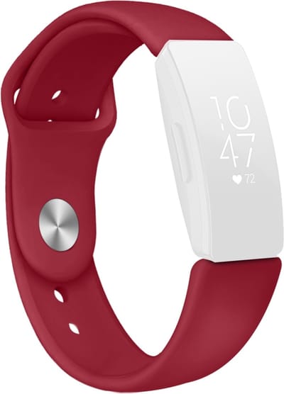 By Qubix - Compatible Fitbit bandje - Geschikt voor fitbit Inspire 1 / HR / Ace 2 siliconen bandje - Maat: Small - Wijnrood