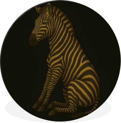 WallCircle - Wandcirkel - Muurcirkel - Zebra - Strepen - Goud - Aluminium - Dibond - 30x30 cm - Binnen en Buiten