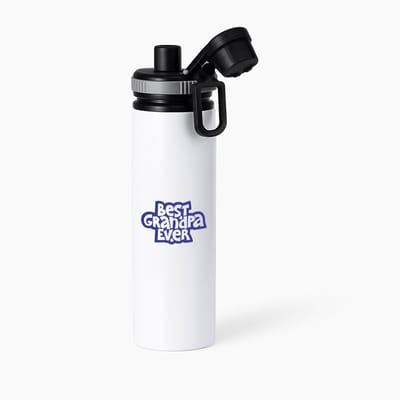 Hacebo® - best granpa ever waterfles met draaidop grijs - Opa - opa - cadeautje - kado - beste ooit - water fles - 850ML