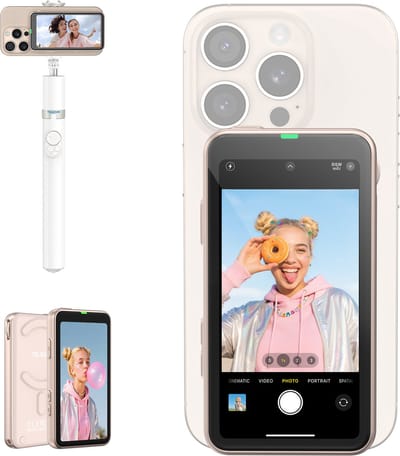 Telesin Selfie Vlog Monitor Magnetisch 4 inch - Film jezelf met je achtercamera - Sterke magnetische bevestiging - Vloeiende HD-weergave met lage vertraging - Champagne
