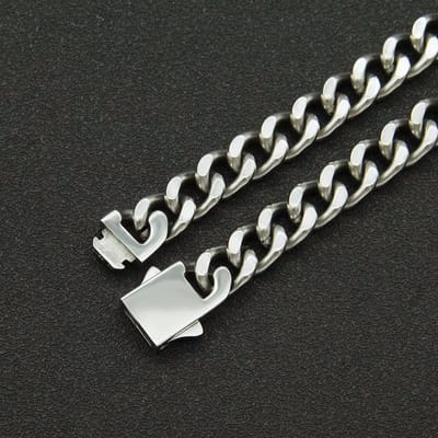 ICYBOY 18K Massieve Klassieke Stalen Herenketting Roestvrije Staal [Silver-PLATED] [ICED OUT] [24 - 60 cm] Silver Plated Miami Cuban Link Chain Necklace Chunky Stainless Steel