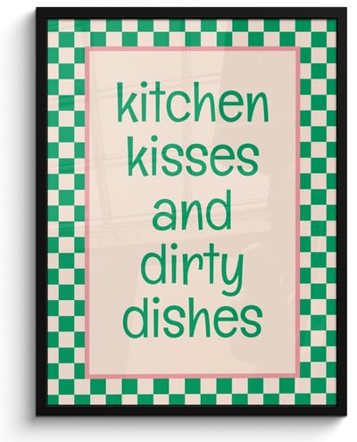 Poster in lijst - Fotolijst 60x80 cm - Posters - Quote - Groen - Geblokt - Keuken - Posterlijst zwart - Decoratie - Wanddecoratie woonkamer - Muurdecoratie slaapkamer