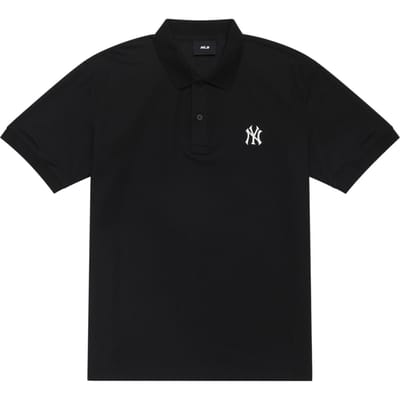 MLB New York Yankees Logo de Base SS24 Couleur Unie Logo Décontracté Sport Refroidissant Protection Solaire Manches Courtes Polo Unisexe Polos 3APQB0143-50BKS S black