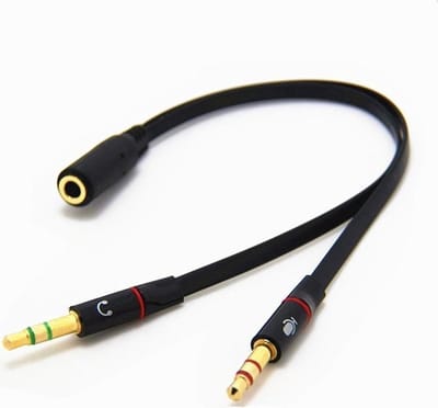 CHPN - Audio Splitter - Zwart 35mm Jack Aux Female - Dual Male Headset Microfoon Adapter - Koppelstuk - Splitter