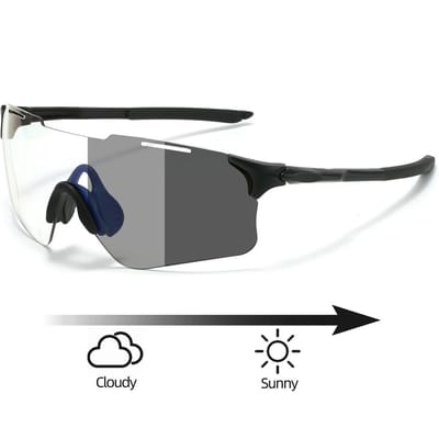 Randloze Fotochemische Sportbril Mannen Mode Professionele Fietsbril Vrouwen Trendy Buiten Beschermende Zonnebrillen zwart
