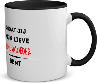Akyol - omdat jij mijn lieve bonusmoeder bent koffiemok - theemok - zwart - Moeder - de liefste bonusmoeder - moeder cadeautjes - moederdag - verjaardag - geschenk - kado - 350 ML inhoud