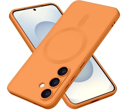 Casemania Hoesje Geschikt voor Samsung Galaxy S26 - Oranje - Matte Siliconen Back Cover - Geschikt voor MagSafe