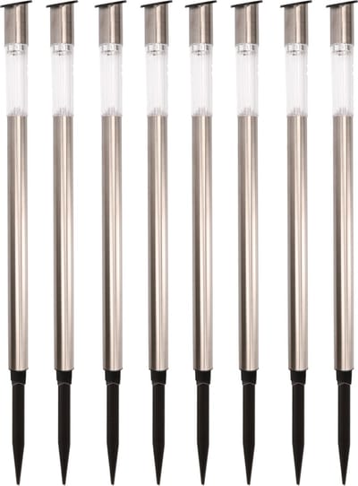 10x lumineo solar prikspot/tuinspot - rvs - h57 cm - zonne-energie