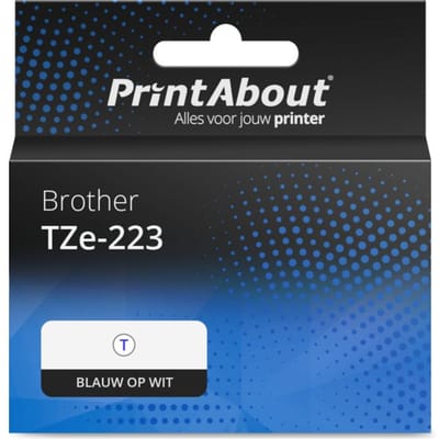PrintAbout huismerk Tape TZe-223 Blauw op wit (9 mm) Geschikt voor Brother