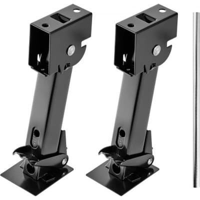 VEVOR Telescopische Stabilisatiesteun 2 stuks. Telescopische, opvouwbare aanhangersteun, draaibare steunset voor caravans en aanhangers, draagvermogen 453,59 kg per stuk, in hoogte verstelbaar van 297,18 tot 462,28 mm.
