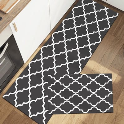 Keukenvloermat Eenvoudig Modern Zwart-Wit Ruitjes Absorberend Olieabsorptie Huishoudelijk Slijtvast Antislip Mat Diatomeeënaarde Voetmat 40 * 60Cm (3.5mm diatom mud)