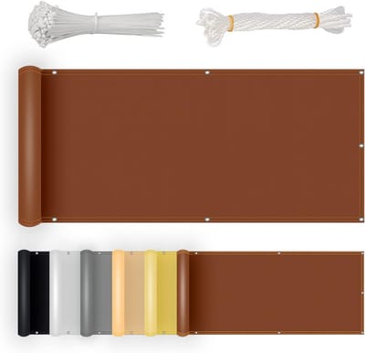 Balkon Privacy Scherm 90 x 600 cm Wind- en Weerbestendig UV Blokkerend in Roestkleur