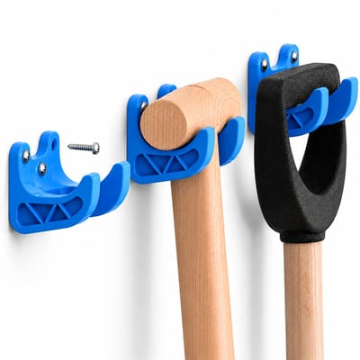 3 Stuks Universele Tuinhouder – Wandhaak voor Tuingereedschap – Bezemhouder – Schophouder – Tot 35 mm Steel – Blauw