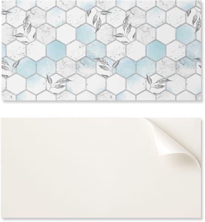 Vinylpaneel met decoratie voor keuken of badkamer, 100x50 cm, zeshoekig patroon met bladeren.