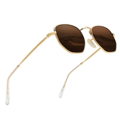 KINGSEVEN Dames Zonnebril UV400 - Gouden pootjes met bruine spiegelglazen - Gepolariseerd - N7117