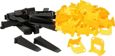 KOTARBAU® Nivelleerhulp voor tegels treklussen 1,5 mm set 240 stuks 1,5 mm + 80 stuks wiggen geel