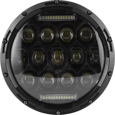 Phare LED 7 pouces 75W 6500K Haute Luminosité Efficace Phare Adapté pour Jeep Wrangler black