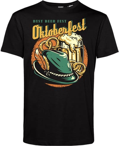 T-shirt Print Oktoberfest | Oktoberfest dames heren | Lederhosen man | Foute party | Zwart | maat XS