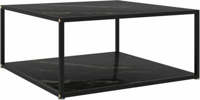 vidaXL Salontafel 80x80x35 cm gehard glas zwart