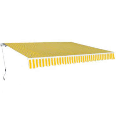 vidaXL - Luifel - handmatig - uittrekbaar - 600 - cm - geel/wit
