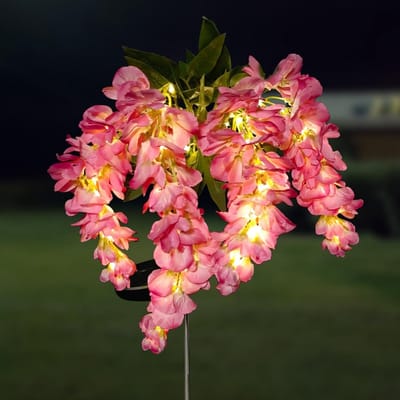 Solar tuinverlichting op zonne-energie IP65 waterdicht 2 verlichtingsmodi blauwe regen - buiten zonne-omheining lichten voor de tuin patio werf - 1pack roze tuinverlichting op zonneenergie