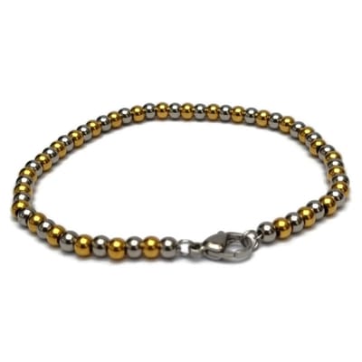 Rvs sieraden- Stalen kralen armband bicolor 19cm- 4mm - Verkleurt niet