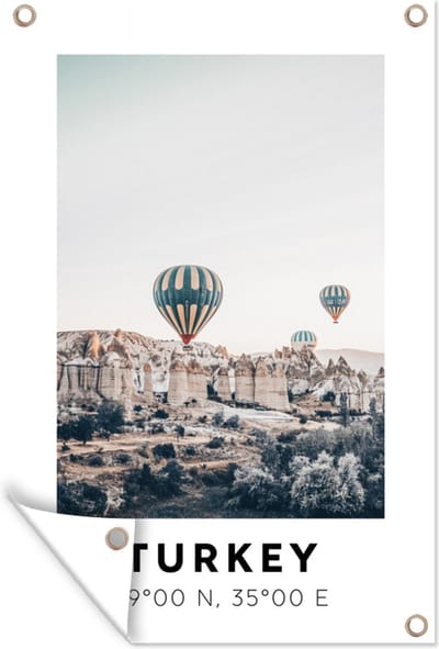Muurdecoratie Turkije - Luchtballon - Cappadocië - 120x180 cm - Tuinposter - Tuindoek
