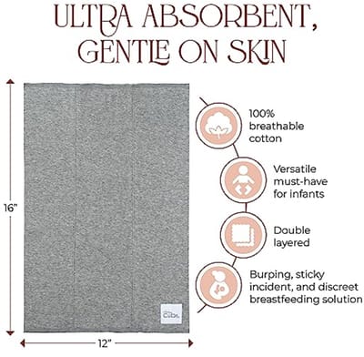 Grote Burpdoeken Set van 10 - 100% Katoen, Dubbel Laag, Extra Absorbent en Zacht voor Jongens en Meisjes