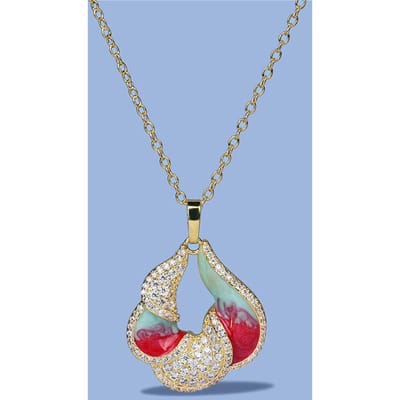 Chinese Stijl Verloop Bloemblaadje Emaille met Microgezet Zirkonia Ketting van Nationale Stijl Dame aan het Hof gray